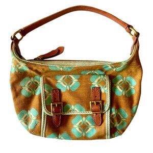 Fossil Tate Hobo Brown Tuquoise Cream Floral Bag